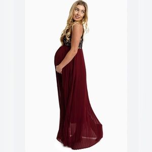 Pinkblush Maternity Chiffon and Lace Maxi Dress
